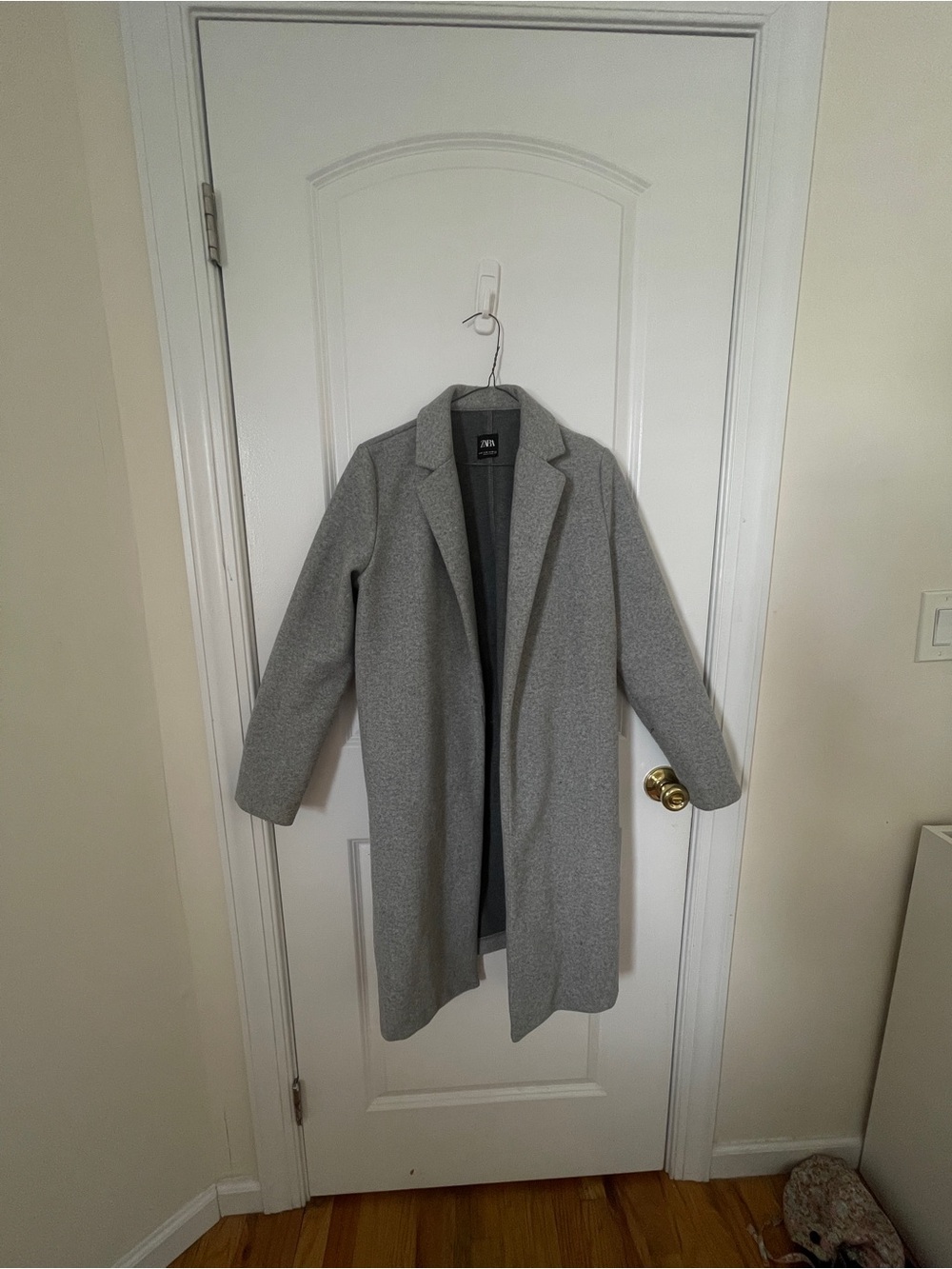 Zara Light Gray Open-Front Trench Coat